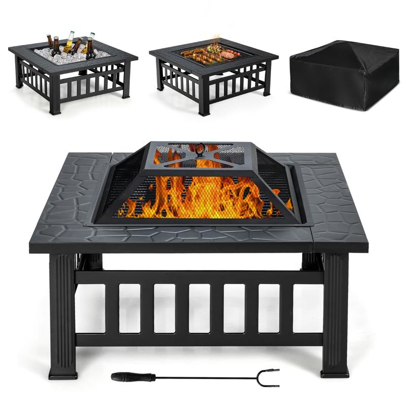 Outdoor Camping Fire Pit - 32 Inch 3 in 1 Outdoor