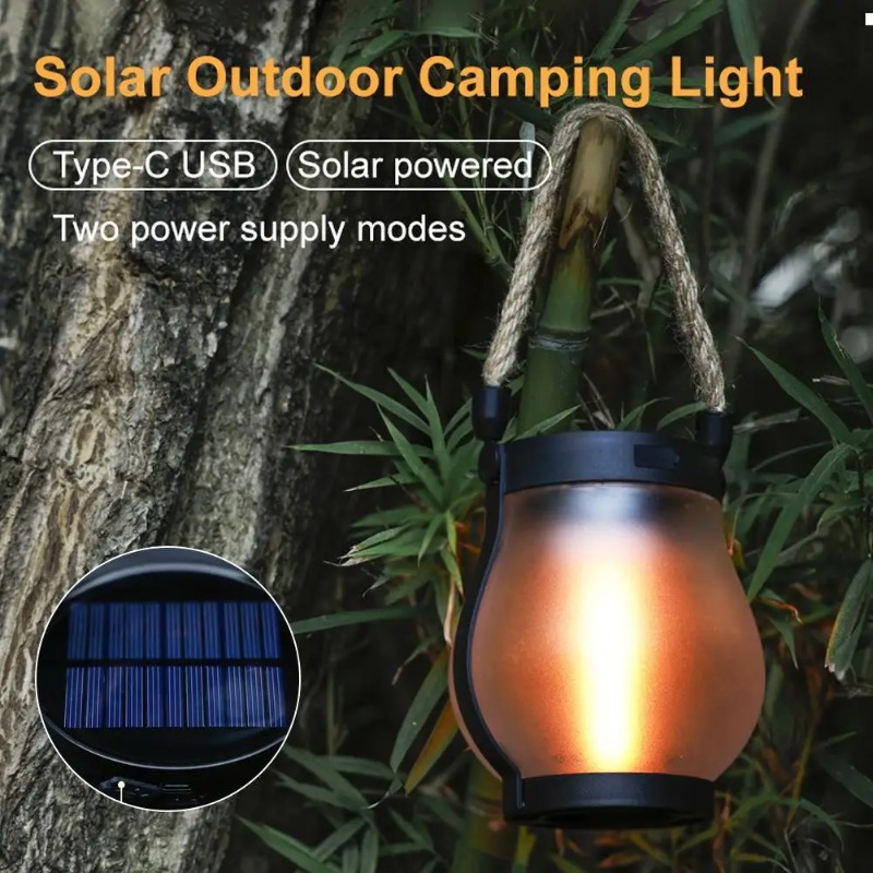 Solar Flame Lamp USB Rechargea - Camping Solar Lantern 评论和价格
