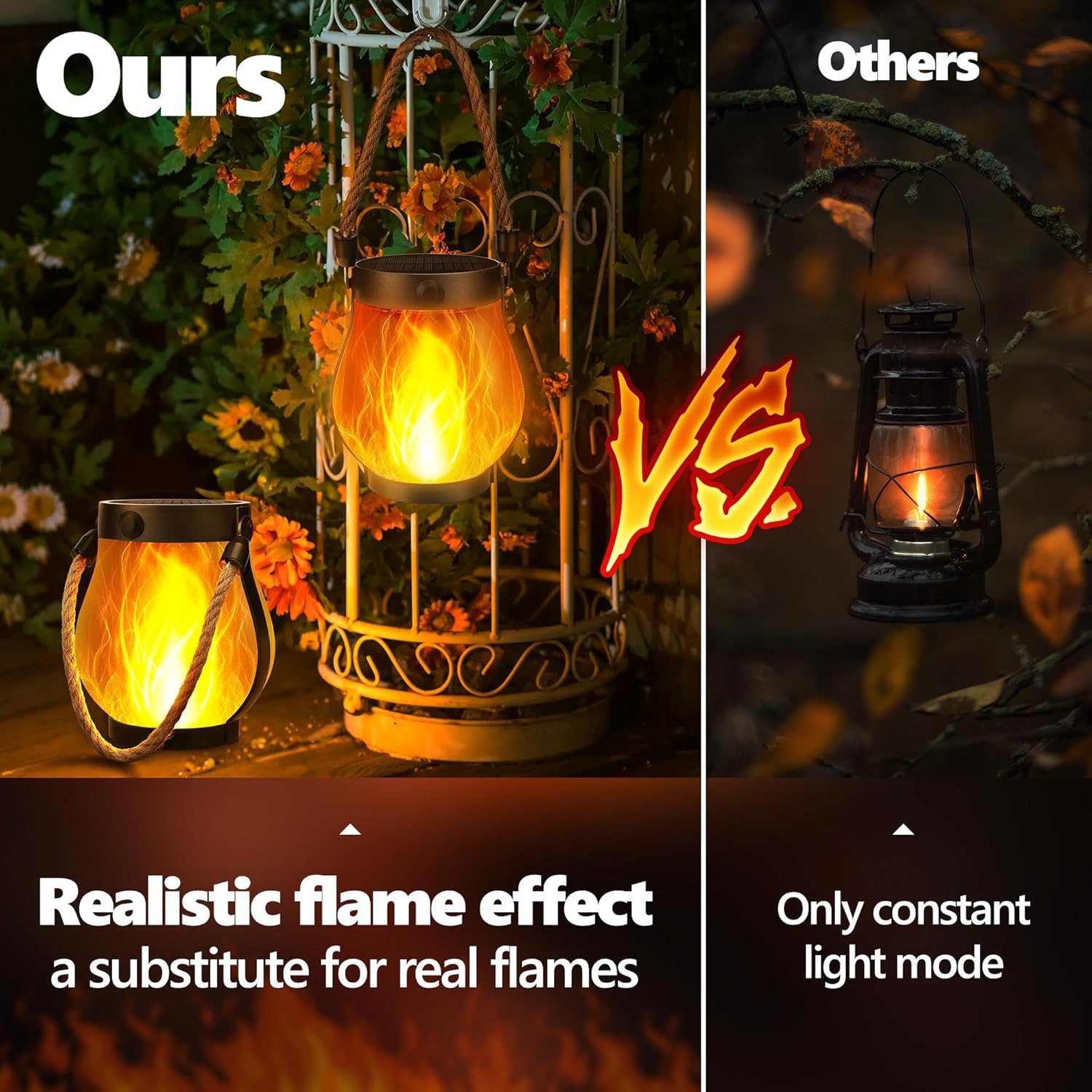 3D Flickering Solar Flame Rope - Camping Solar Lantern 评论和价格