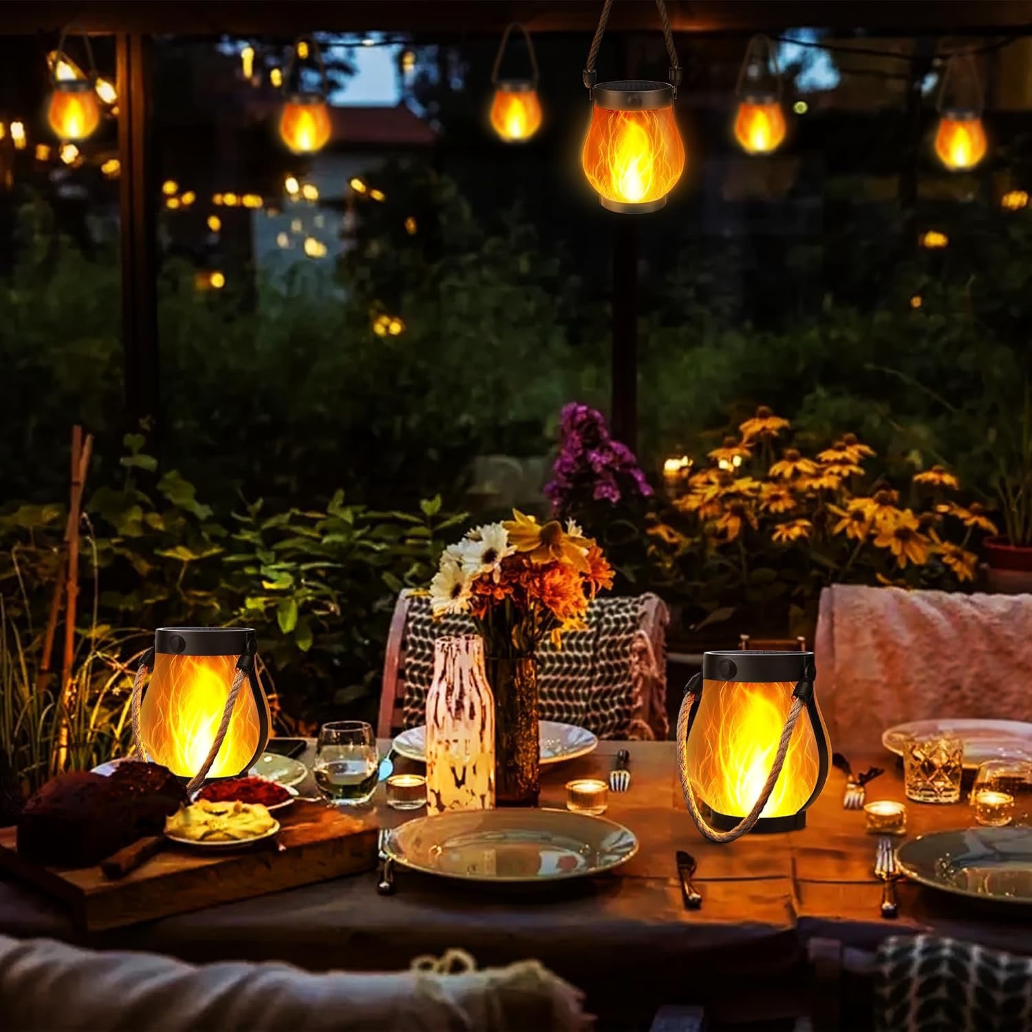 3D Flickering Solar Flame Rope - Camping Solar Lantern 评论和价格