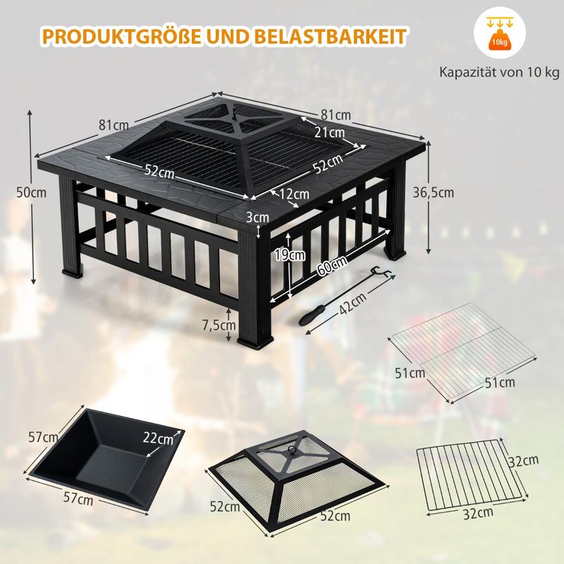 32 Inch 3 in 1 Outdoor Square  - Outdoor Camping Fire Pit 评论和价格