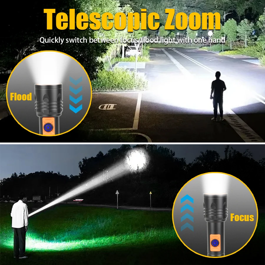 High Power LED Flashlight USB  - Outdoor Camping Lantern 评论和价格