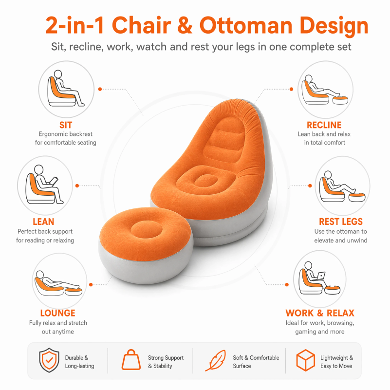 Flocking Inflatable Lazy Sofa  - Outdoor Camping Loveseat 评论和价格