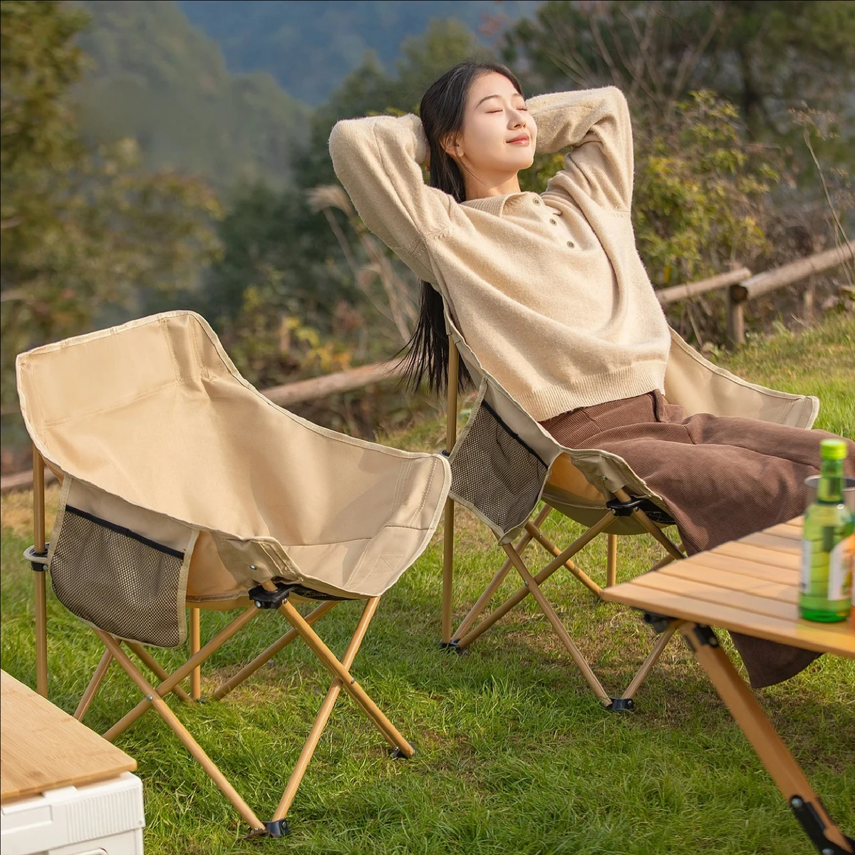 Portable Folding Moon Chair -  - Outdoor Camping Rocking Chair 评论和价格