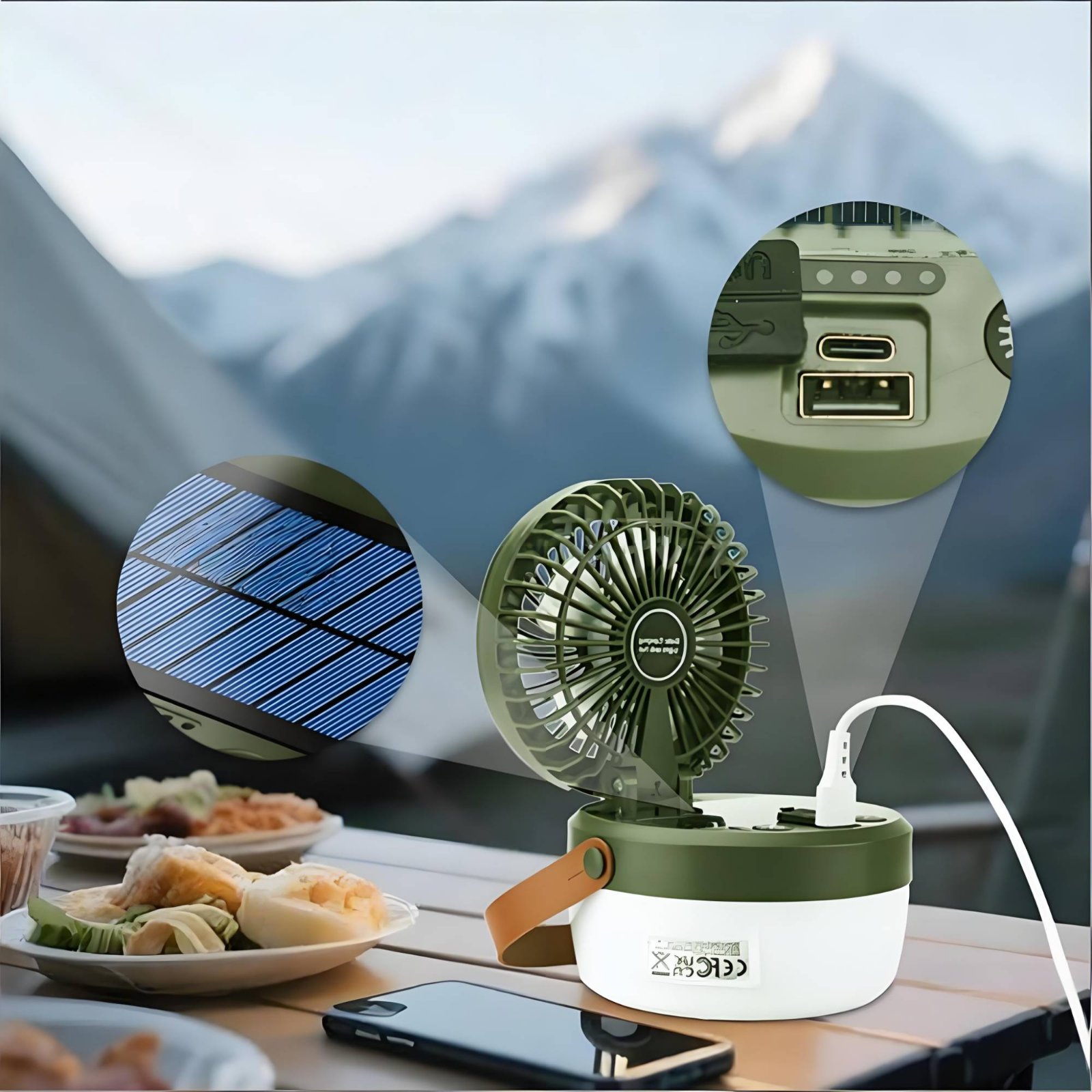 Solar Camping Fan Lantern Fold - Camping Solar Lantern 评论和价格
