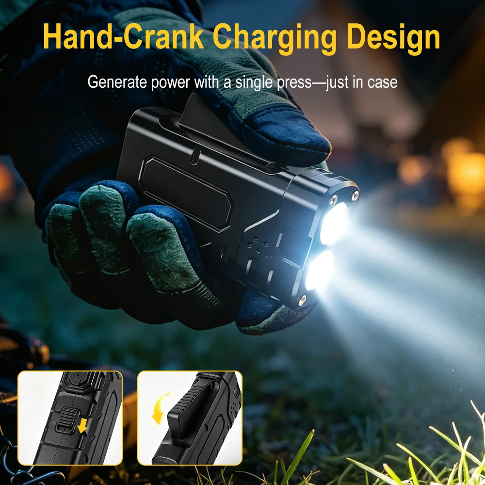 BORUIiT Hand Crank EDC LED Fla - Outdoor Camping Accessories 评论和价格