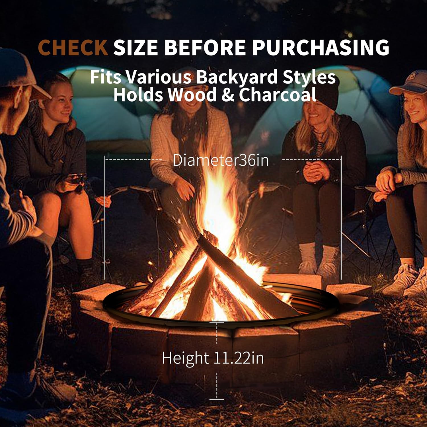 36 Inch Heavy Duty Fire Pit Ri - Outdoor Camping Fire Pit 评论和价格
