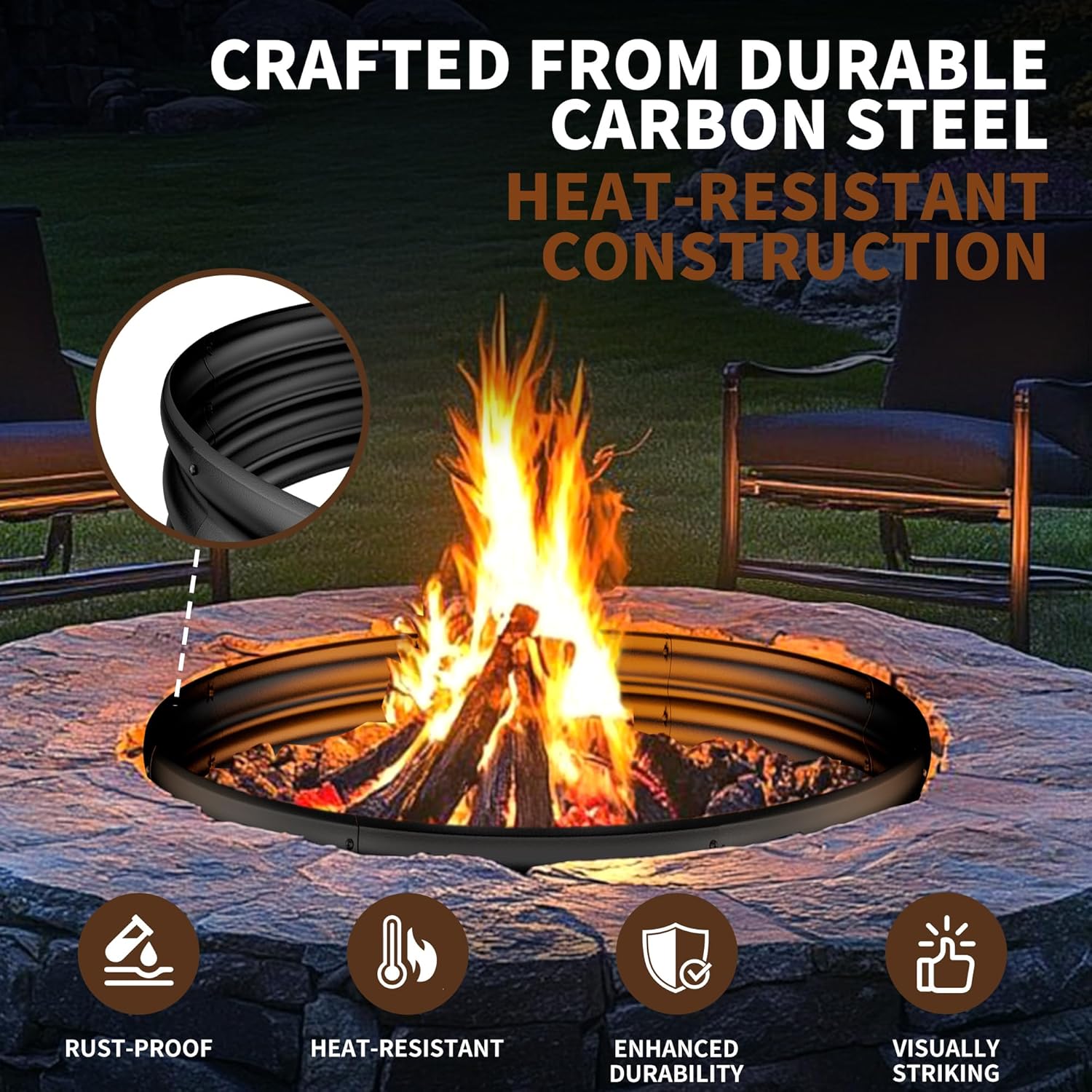 36 Inch Heavy Duty Fire Pit Ri - Outdoor Camping Fire Pit 评论和价格