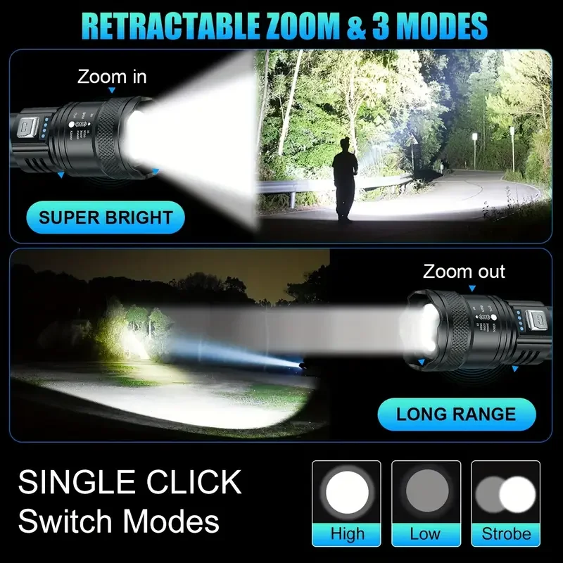 Tactical LED Flashlight 2000LM - Battery Outdoor Camping 评论和价格